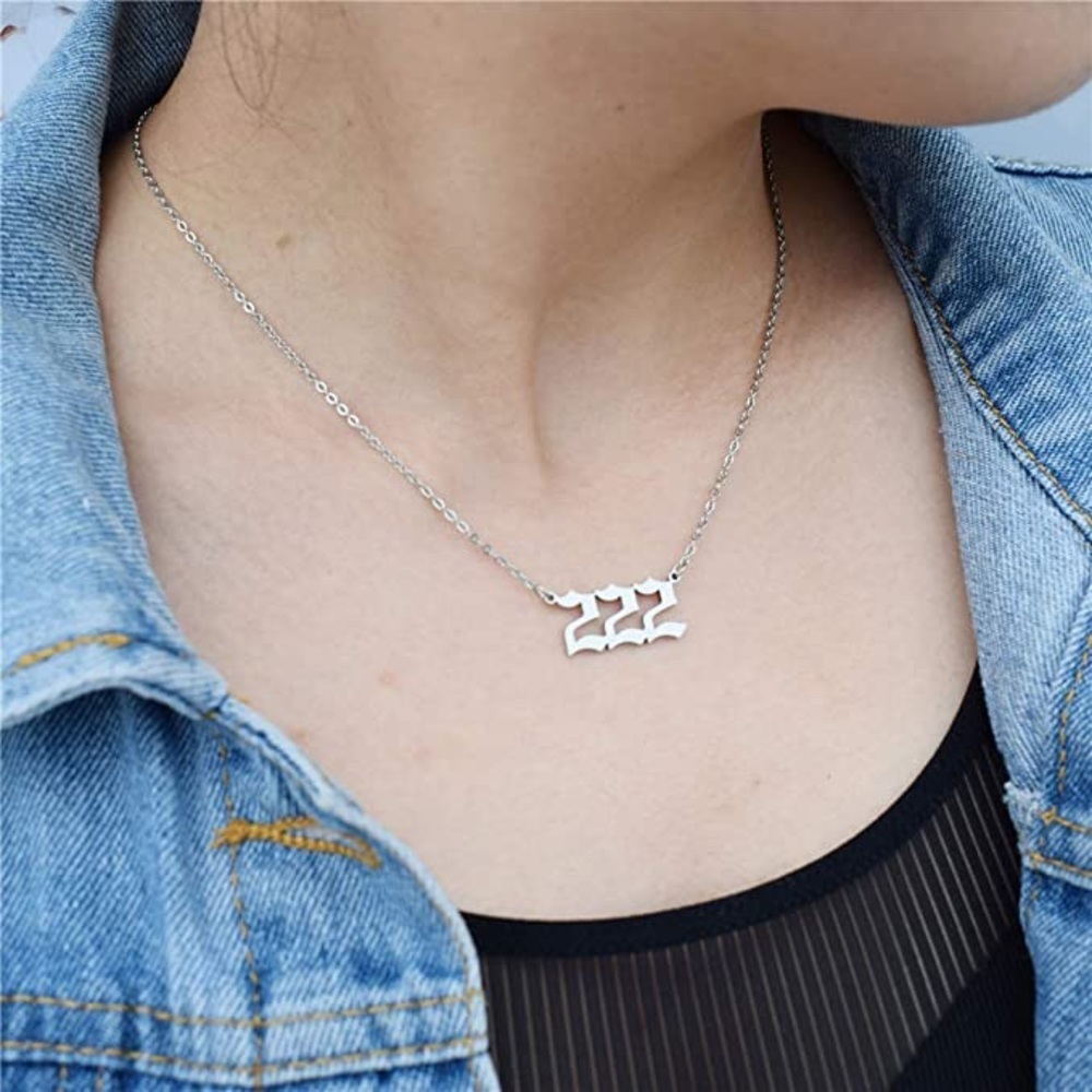 💥3for$28 New Angel Number Silver Stainless Steel Pendant Necklace 111 222 333 - Picture 7 of 15